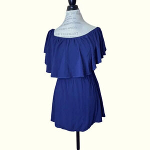 Pauln KC dress off shoulder mini Navy Medium EUC